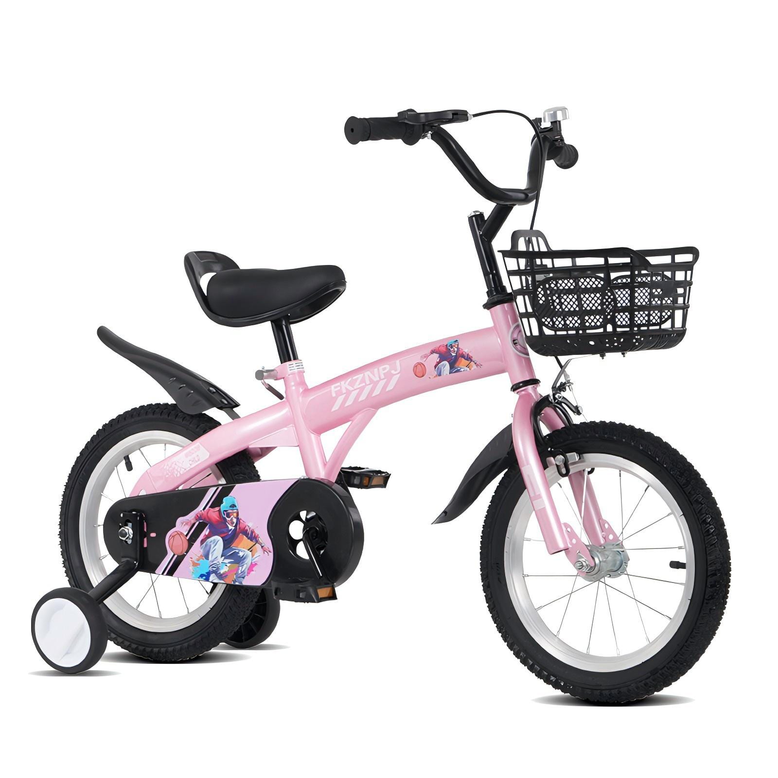 APRILSOUL - FKZNPJ 16 inch Kids Bike Training Wheels Adjustable Saddle 48 Years Multi Colors - Pink