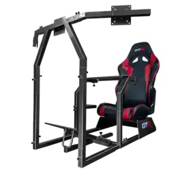 GTR Simulator - GTA Model Racing Cockpit with Triple Monitor Stand – Frame, /Red Seat - Black