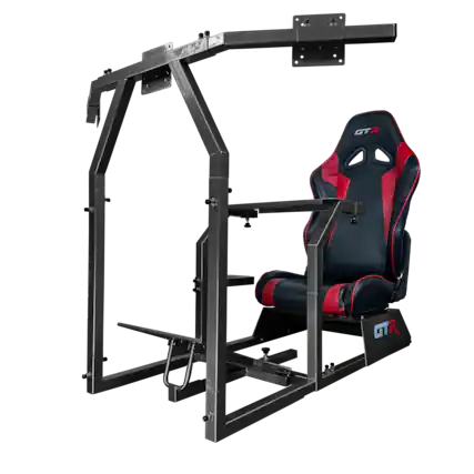 Front. GTR Simulator - GTR Simulator GTA Model Black Frame Triple Monitor Stand Adjustable Black Red Seat Simulator Cockpit - Black.