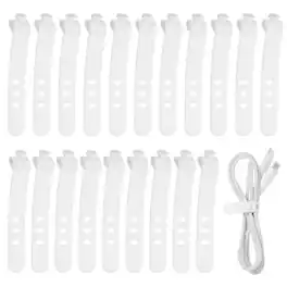 Unique Bargains - 20pcs Silicone Cable Ties, 3-Hole Reusable Rubber Cord Tie, Adjustable, Locking Buckle, Multi Purpose Strap