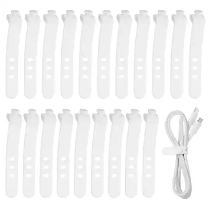 Front. Unique Bargains - 20pcs Silicone Cable Ties, 3-Hole Reusable Rubber Cord Tie, Adjustable, Locking Buckle, Multi Purpose Strap.