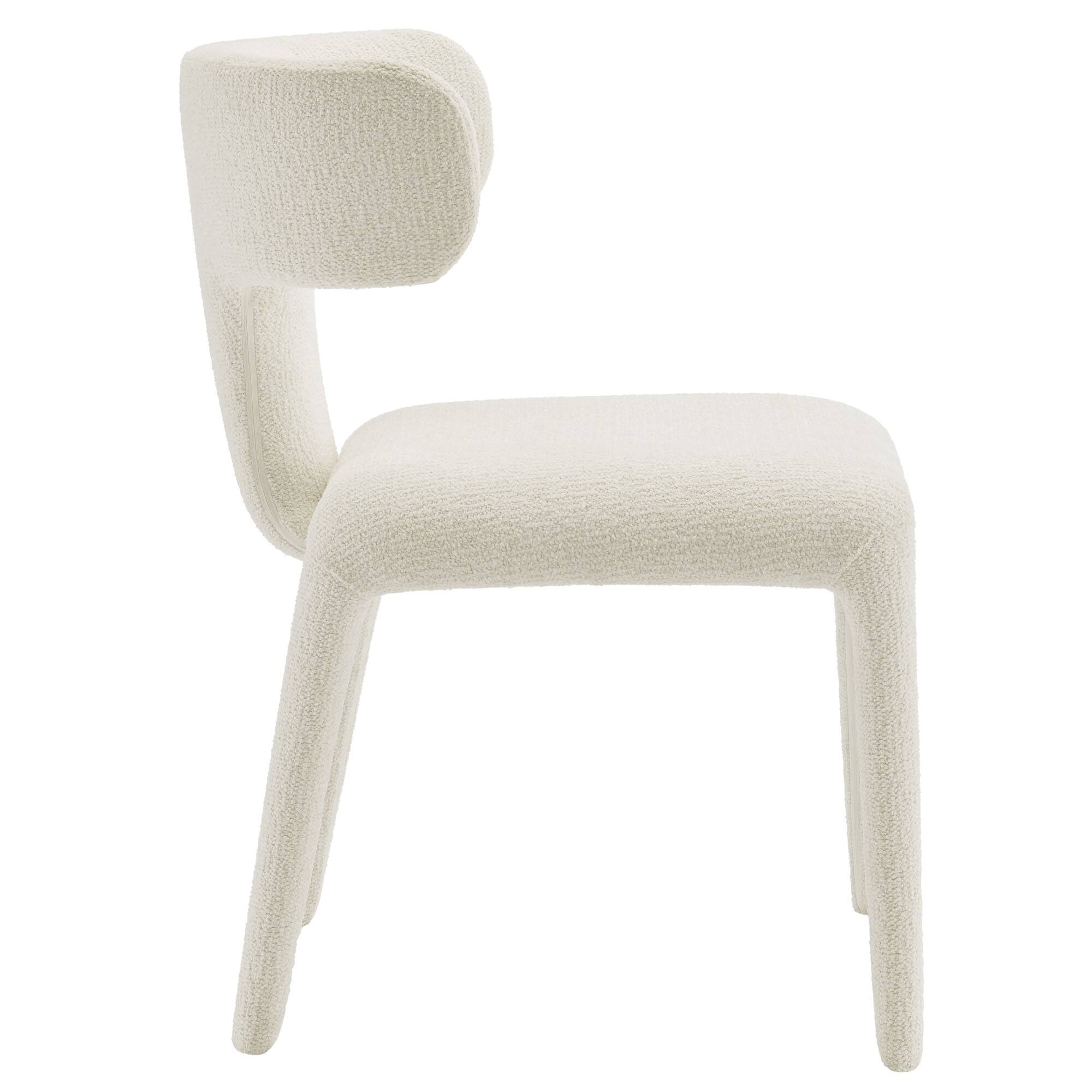 Alt View 2. Modway - Stellan Curved Back Boucle Upholstered Dining Chair Set of 2 by Modway - White.
