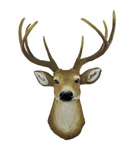 Zeckos - Realistic Faux 8-Point Buck Deer Head Bust Wall Mount - 23-Inch Hanging Decor - Brown