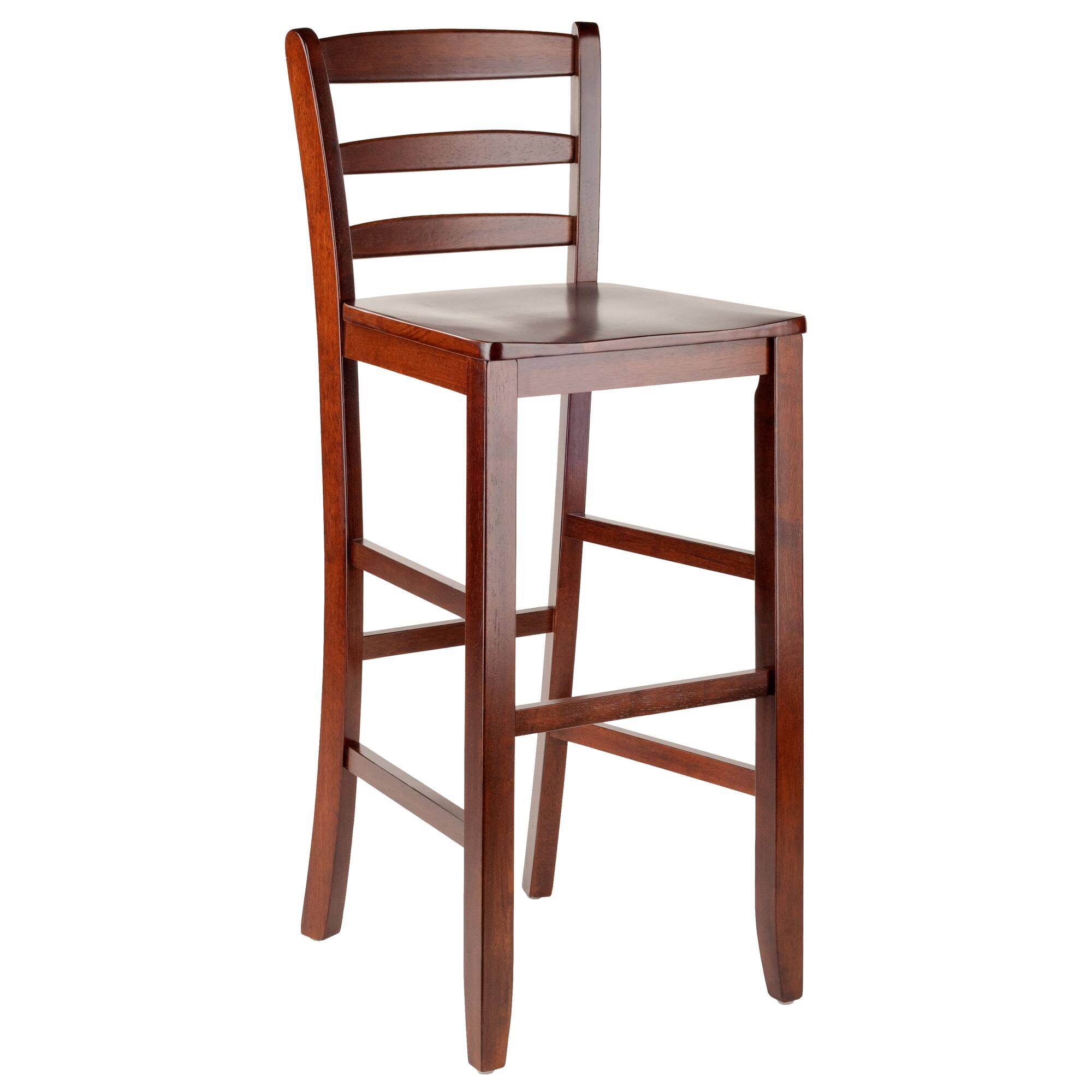 Alt View 4. Winsome Wood - Benjamin 2-Pc Ladder-back Bar Stool Set - Walnut.