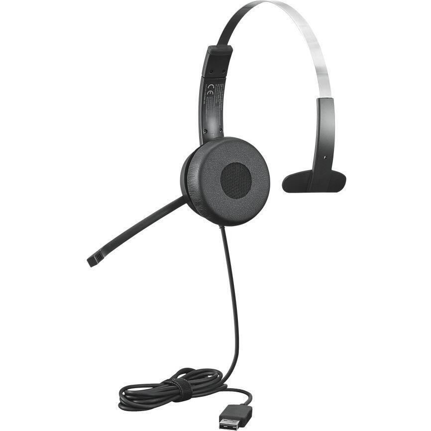 Alt View 2. Lenovo - Lenovo 100 Mono USB Headset - Mono - USB Type A - Wired - 32 Ohm - 20 Hz to 20 kHz - Over-the-head - Monaural - Black.