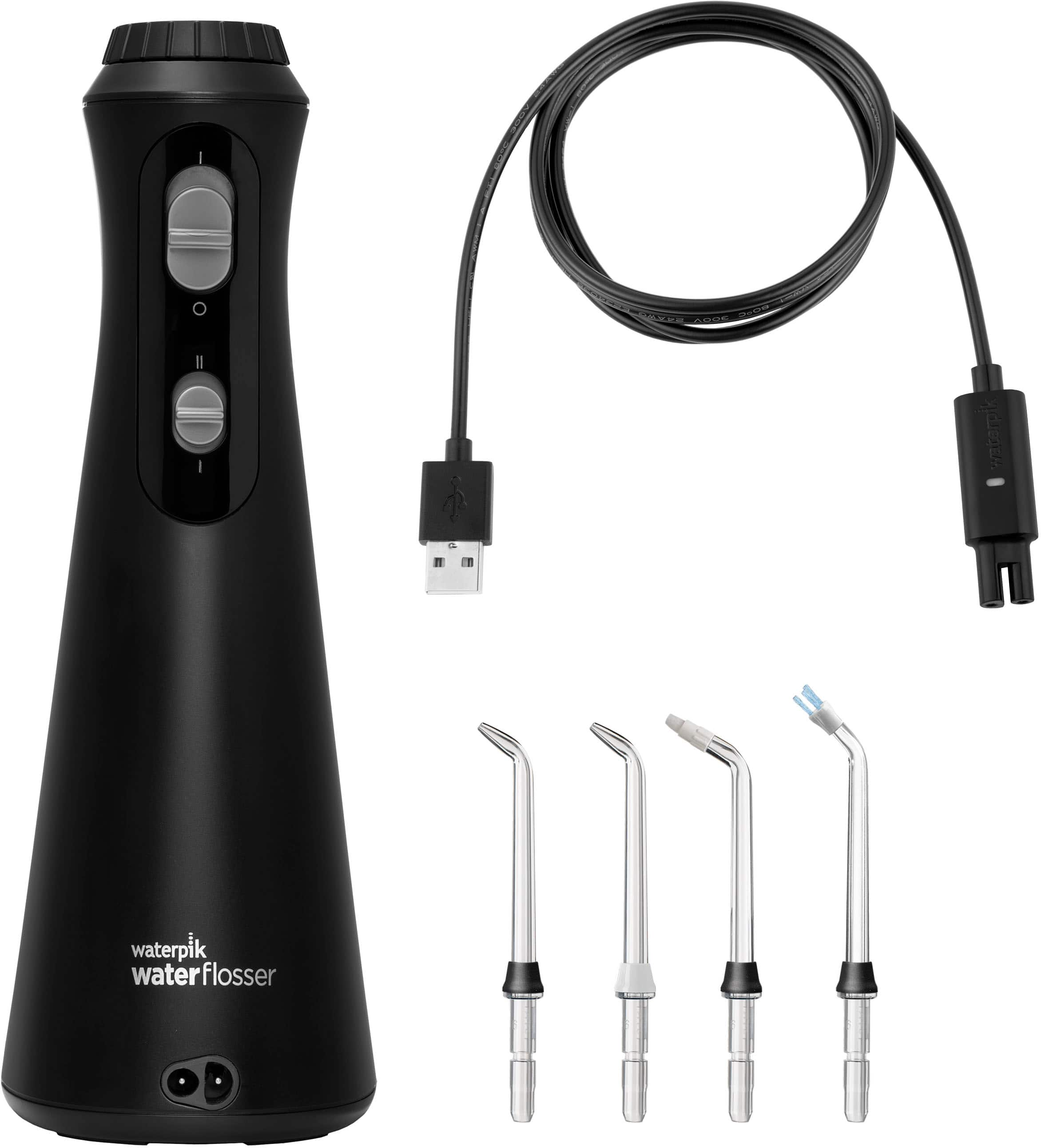 Left View: Waterpik - Cordless Plus Water Flosser - Black