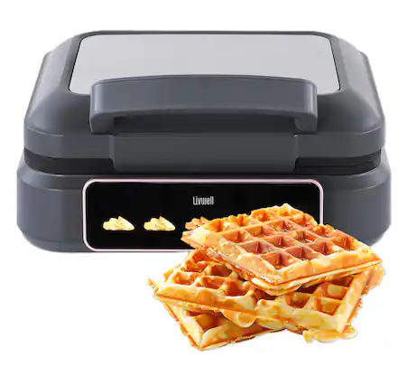 Front. Livwell - Smart Touch Waffle Maker - Matte Grey.