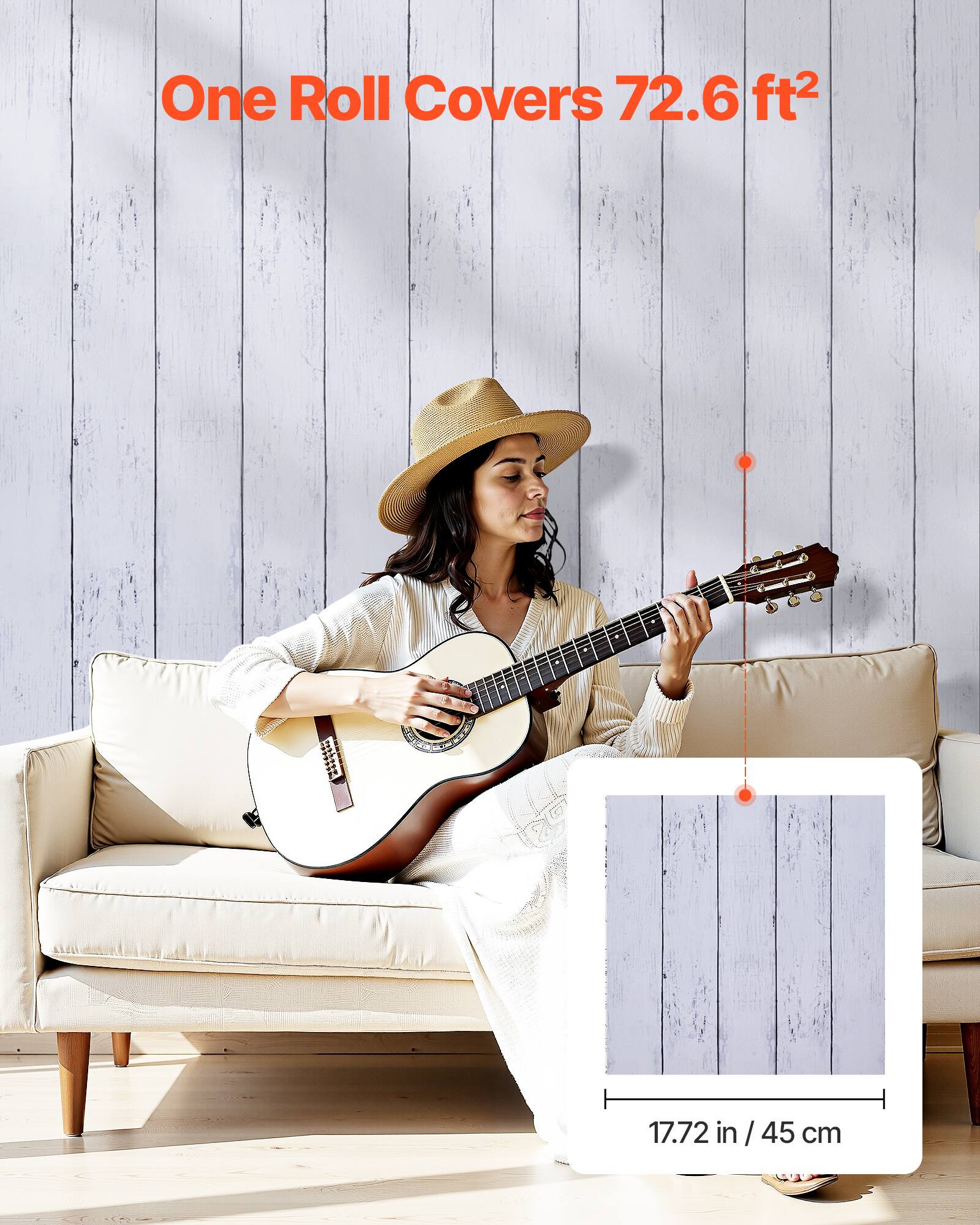 One Roll Covers 72.6 ft²

17.72 in / 45 cm