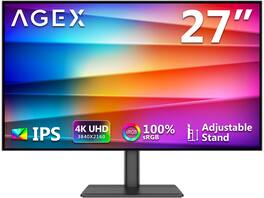 AGEX - A27I4K 27" 4K UHD 3840 x 2160 1.07B Display Colors 100% sRGB IPS Monitor with Adjustable Stand - Black