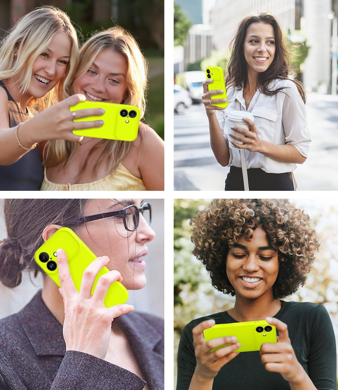 Alt View 3. FINEAK - iPhone 17 MagSafe Silicone Case with Integrated Camera Button - Neon Yellow.