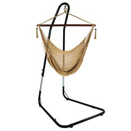 Sunnydaze - Extra Large Hammock Chair with Adjustable Steel Stand - Tan