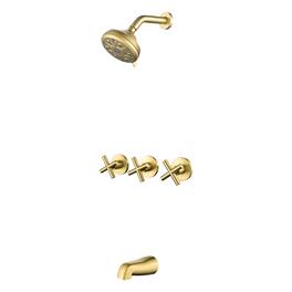 Boyel Living - Shower Set with Seven Function Dual Shower Heads and cUPC Pressure Balance Valve - Brushed Gold
