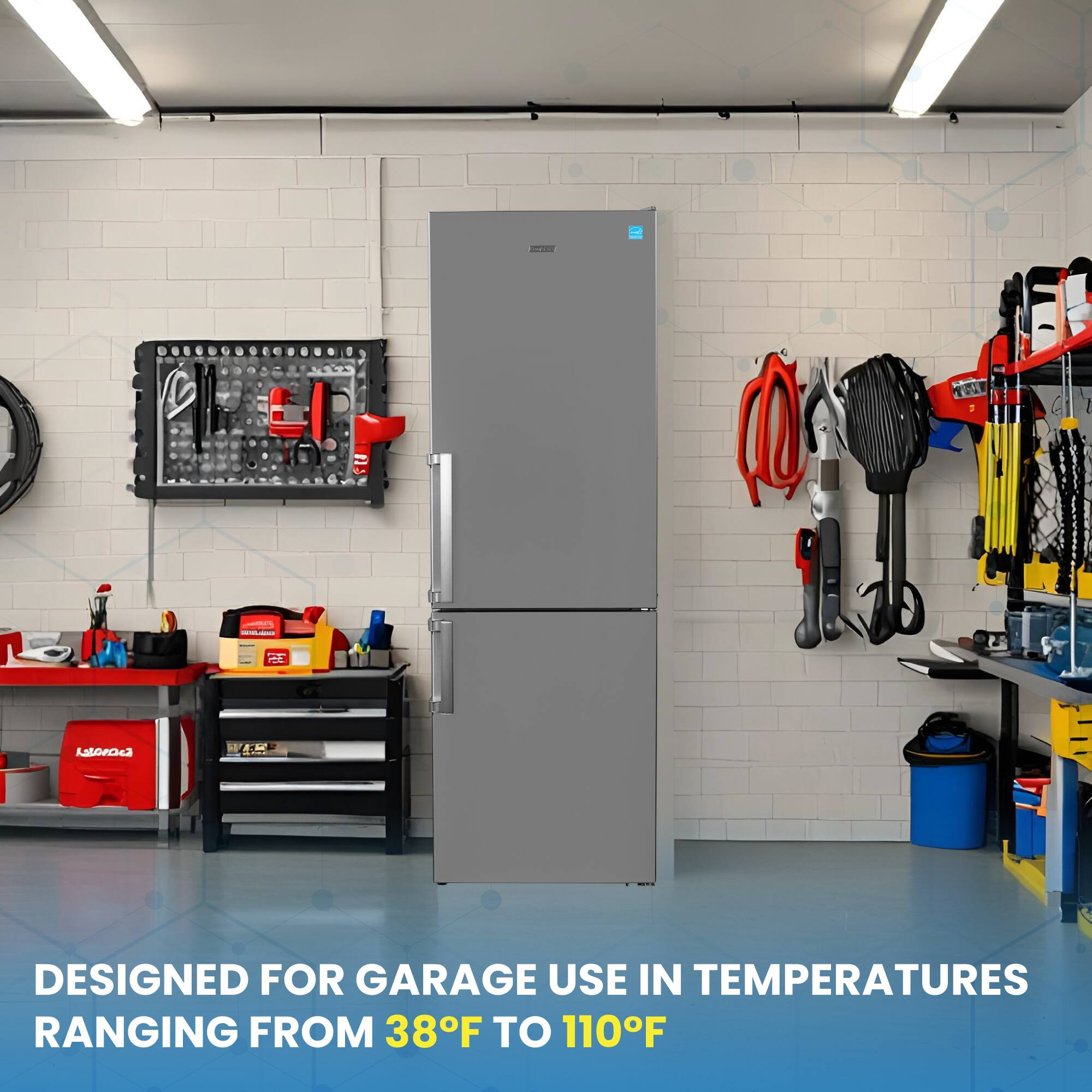 DESIGNED FOR GARAGE USE IN TEMPERATURES RANGING FROM 38°F TO 110°F