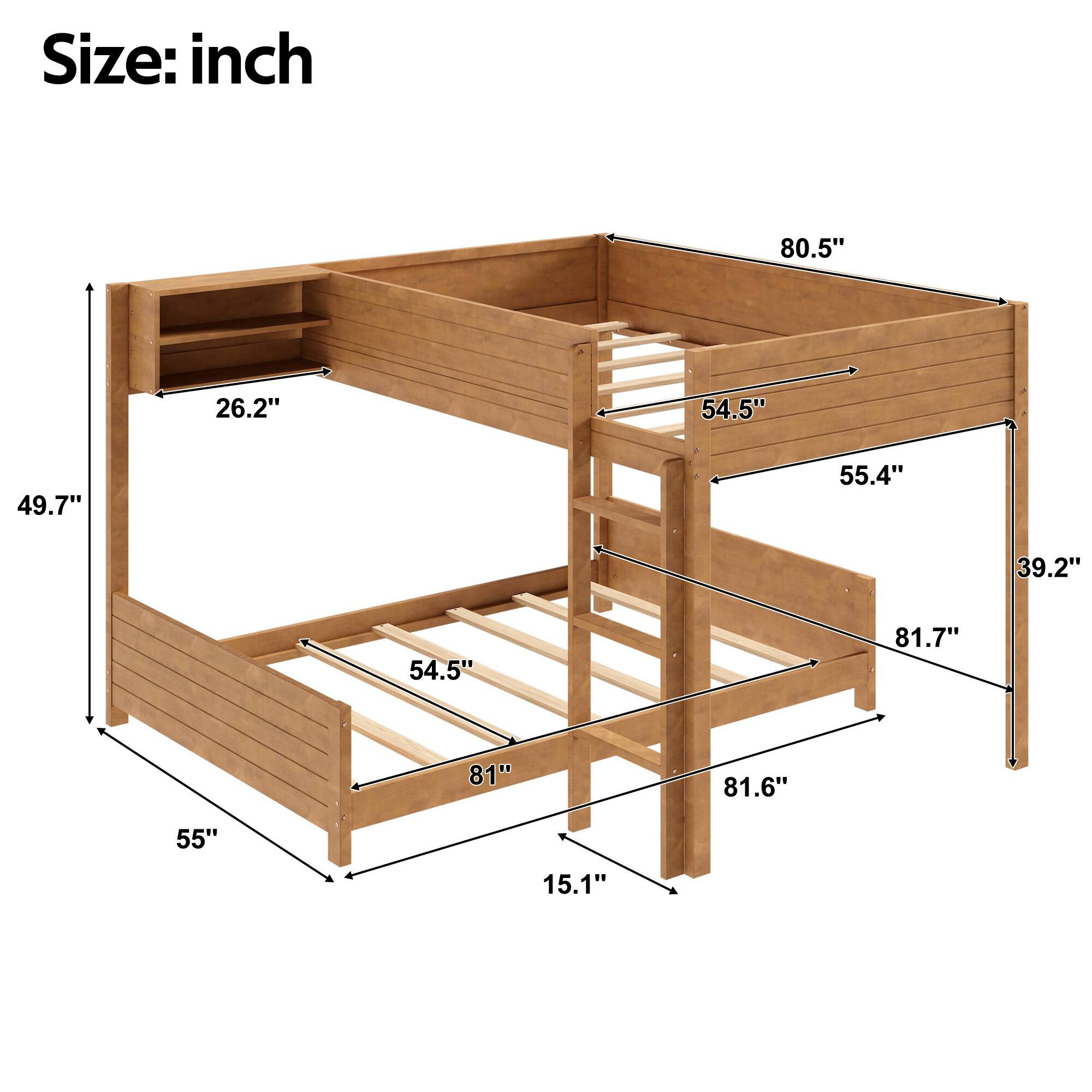 Size: inch  
80.5"  
26.2"  
54.5"  
49.7"  
55.4"  
39.2"  
54.5"  
81.7"  
81"  
81.6"  
55"  
15.1"