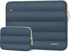 Front. mosiso - Puffy Laptop Sleeve 15-15.6 inch for MacBook Pro 16, HP Dell ASUS Acer Toshiba Lenovo Notebook - Haze Blue.