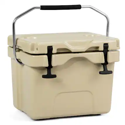 Front. Costway - Costway 16 Quart Cooler Portable Ice Chest Leak-Proof 24 Cans Ice Box for Camping - khaki.