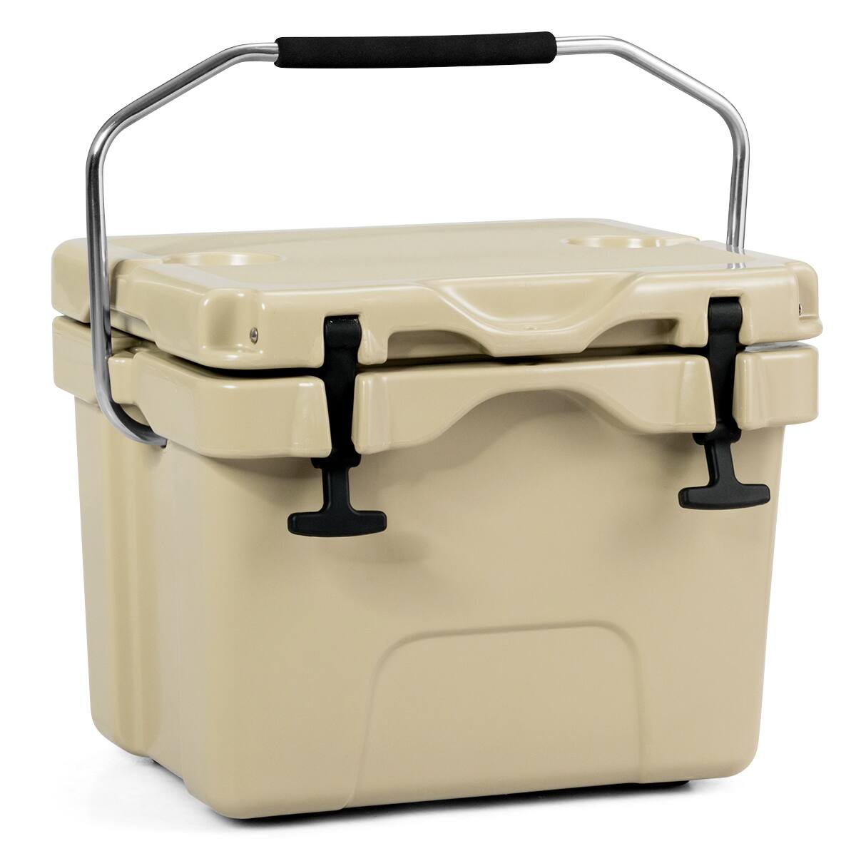 Front. Costway - Costway 16 Quart Cooler Portable Ice Chest Leak-Proof 24 Cans Ice Box for Camping - khaki.