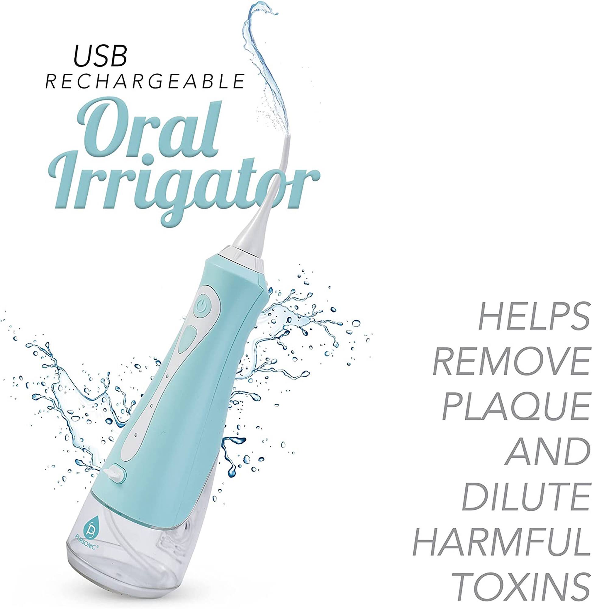 USB RECHARGEABLE Oral Irrigator helps remove plaque and dilute harmful toxins