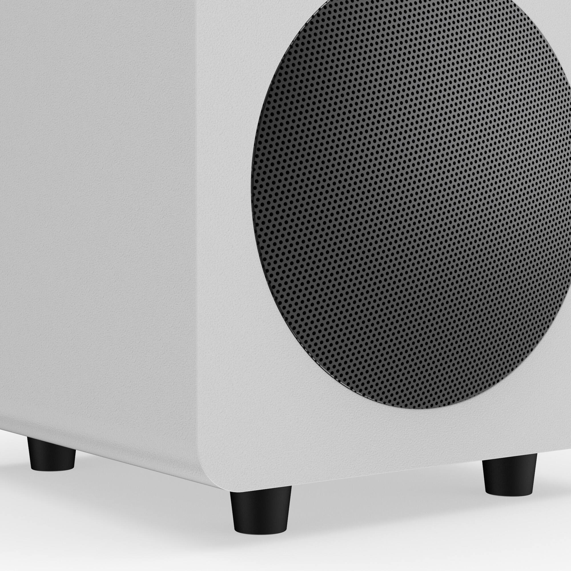 Left. Kanto - 200W Sealed 6” Powered Subwoofer with Adjustable Low Pass Filter - Matte White.