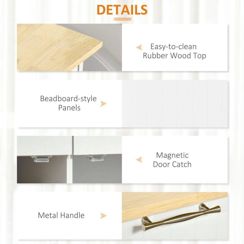 DETAILS

- Easy-to-clean Rubber Wood Top
- Beadboard-style Panels
- Magnetic Door Catch
- Metal Handle