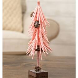Angle. BreeBe - Pink Glittered Foamy Needle Pinecone Tree - 10"H - Pink.