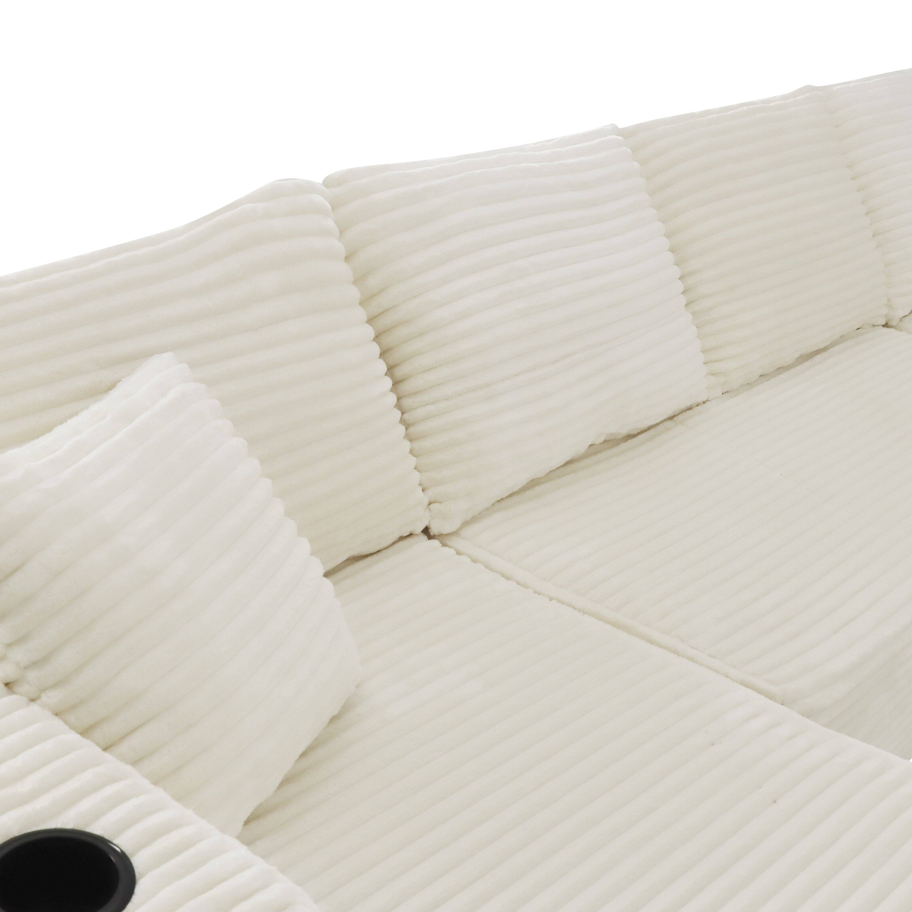 Back. Anysun - 134" Cloud Sectional Sofa, U-Shape Chaise, Side Pockets & Cup Holder, Modern Modular, Deep Seating, No Assembly - White.