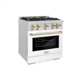 ZLINE - Autograph 30" Select Dual Fuel Range w/ White Door & Gold Accents (HDRZ-WM-30-G) - White