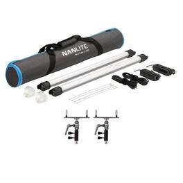 NANLITE - PavoTube II 2 ft 15C RGB LED Tube Light Kit and 2-Pavotube Holder Bundle