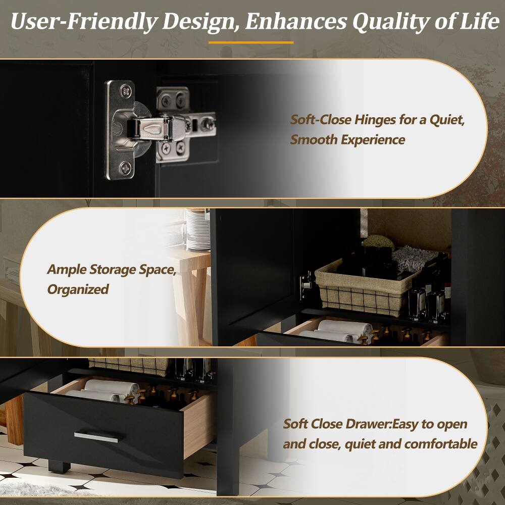 User-Friendly Design, Enhances Quality of Life

Soft-Close Hinges for a Quiet, Smooth Experience

Ample Storage Space, Organized

Soft Close Drawer: Easy to open and close, quiet and comfortable