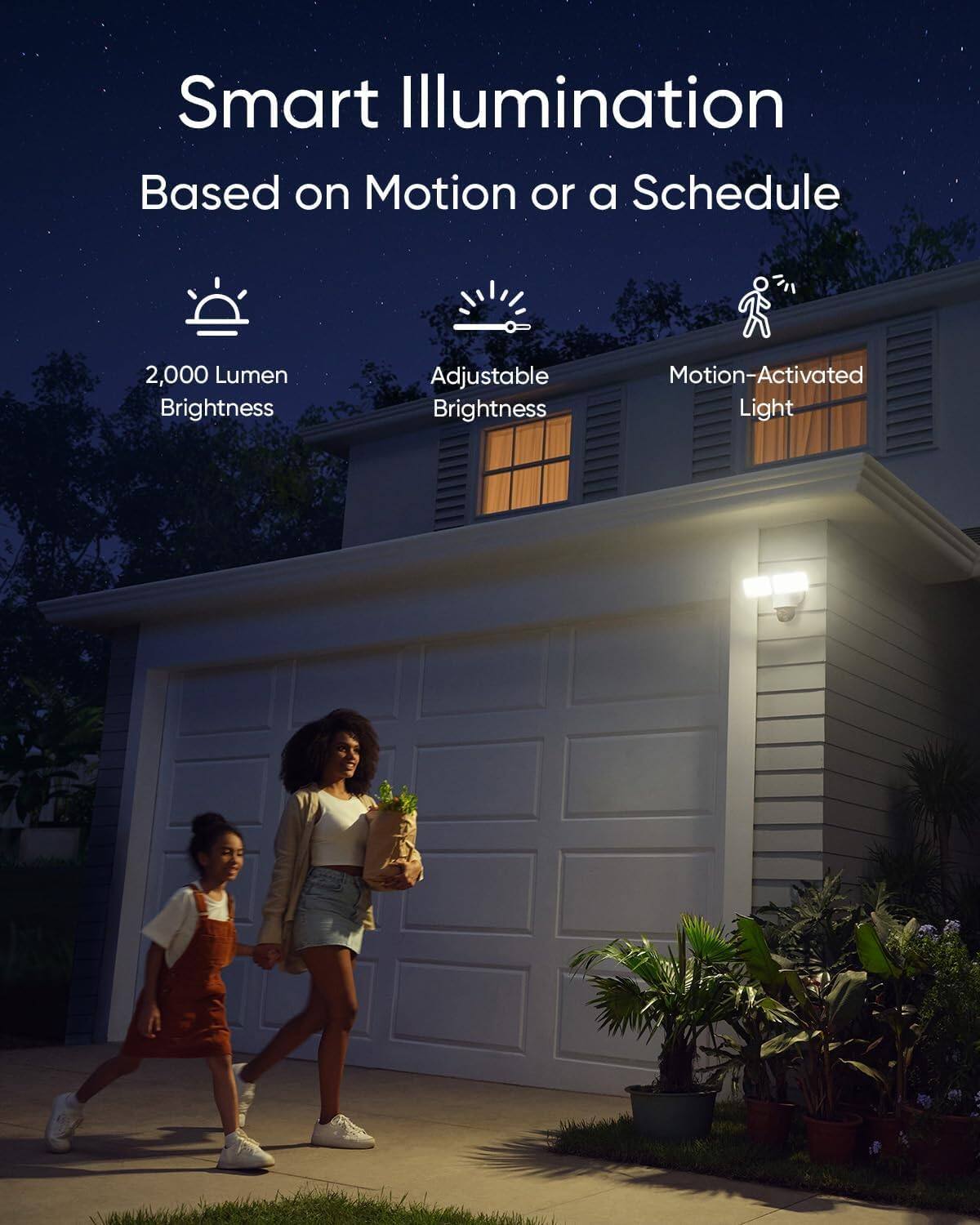 Smart Illumination Based on Motion or a Schedule

- 2,000 Lumen Brightness
- Adjustable Brightness
- Motion-Activated Light