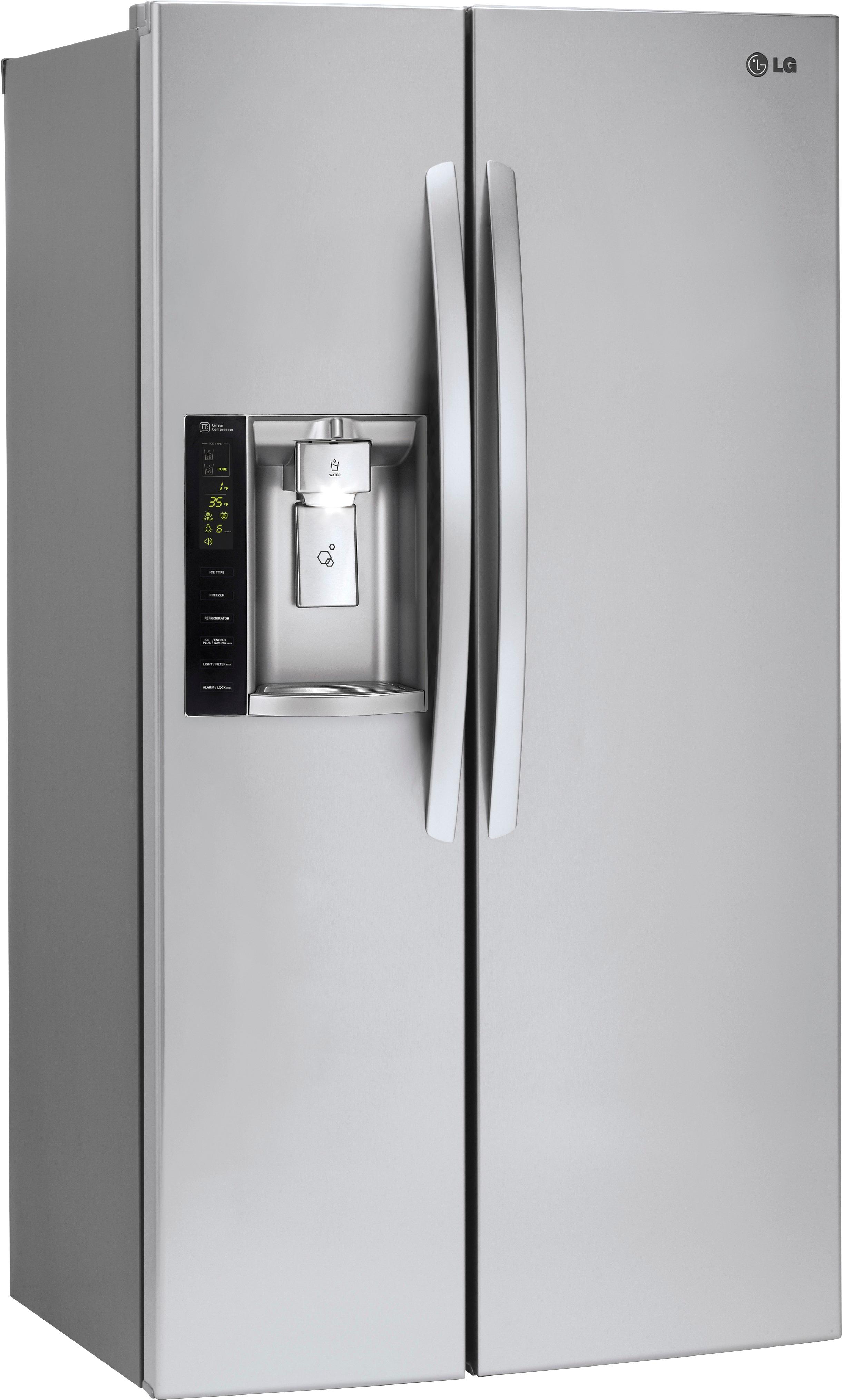 Angle View: LG - 26.2 Cu. Ft. Side-by-Side Refrigerator with Thru-the-Door Ice and Water - Stainless steel