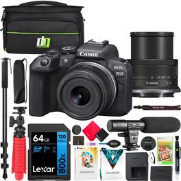Canon - EOS R10 Mirrorless Camera with RF-S 18-45mm F4.5-6.3 IS STM Lens Kit Pro Bundle