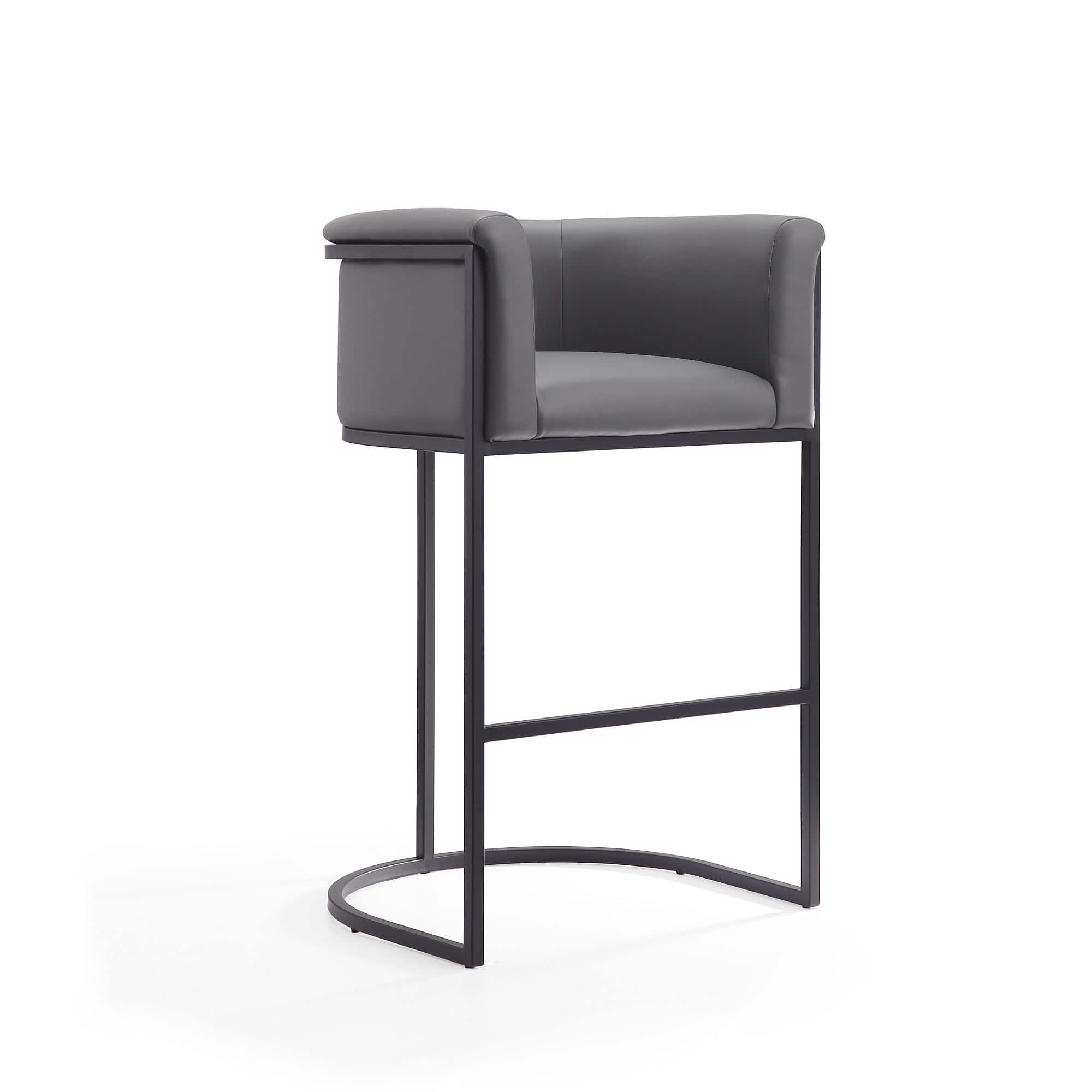 Manhattan Comfort - Cosmopolitan Mid-Century Modern Metal Upholstered Barstool - Gray