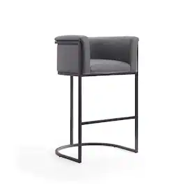 Manhattan Comfort - Cosmopolitan Mid-Century Modern Metal Upholstered Barstool - Gray