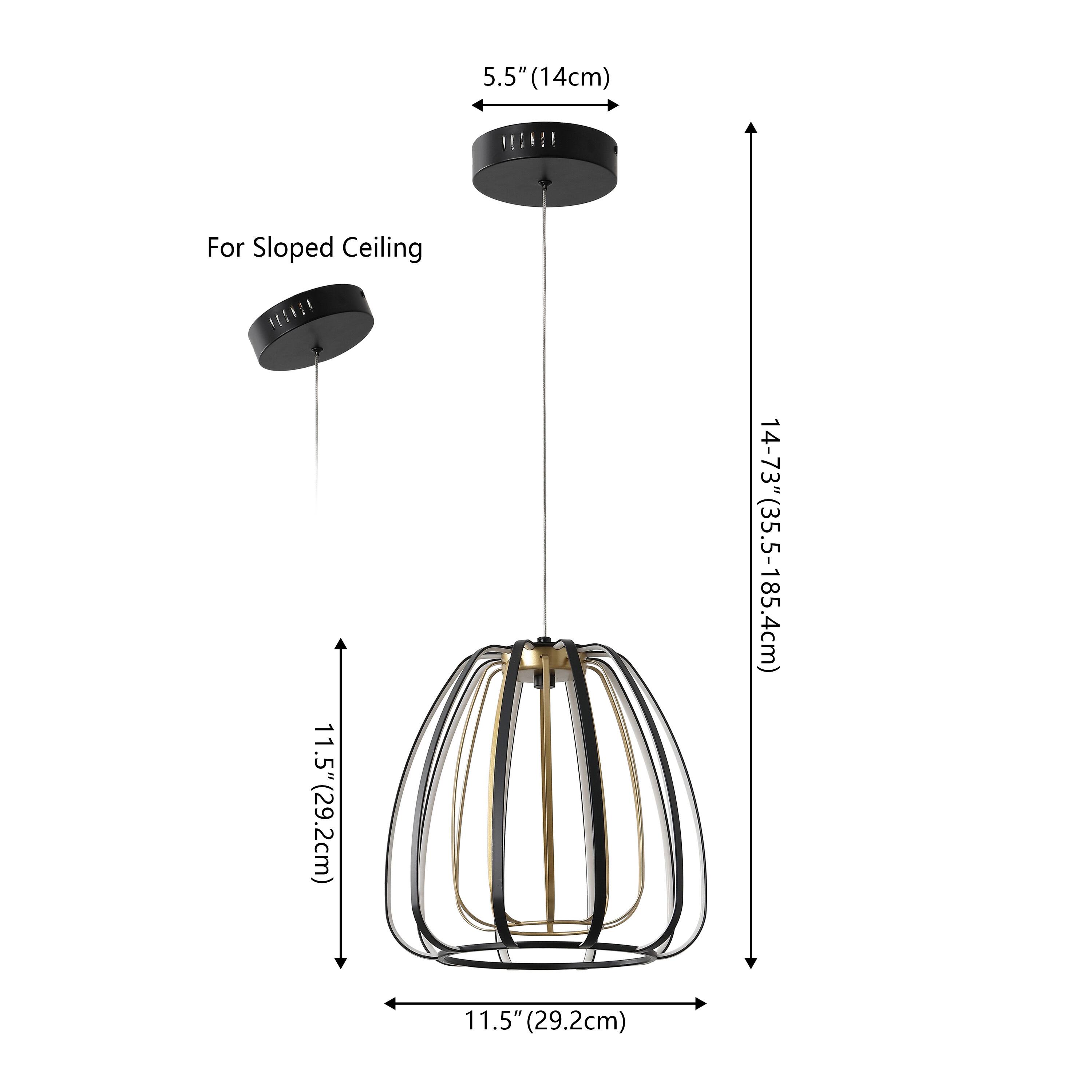 5.5" (14cm) For Sloped Ceiling  
11.5" (29.2cm)  
14-73" (35.5-185.4cm)  
11.5" (29.2cm)