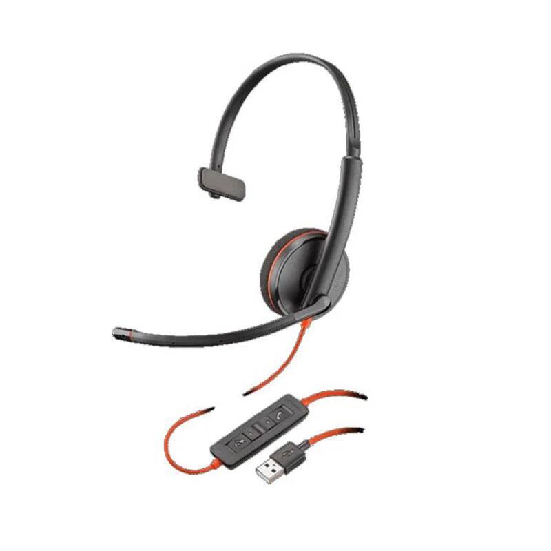 Plantronics - Refurbished Excellent - Blackwire C3210 209744-101 Wired Headset - Single-ear - Monaural - USB Type-A - 32 Ohms - 100 Hertz-10 kHz Optim - Black