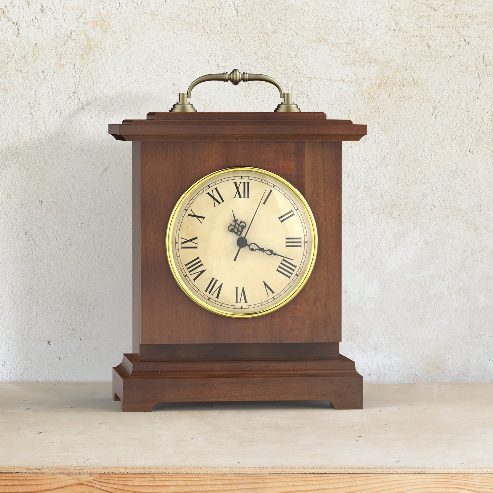 Oumilen - Vintage Wooden Mantel Clock with Hidden Jewelry Storage, Portable Handle & Silent Quartz Movement - Brown