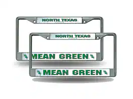 Rico Industries - North Texas Mean Green Chrome Metal License Plate Frame - Set of 2 Frames - Multi