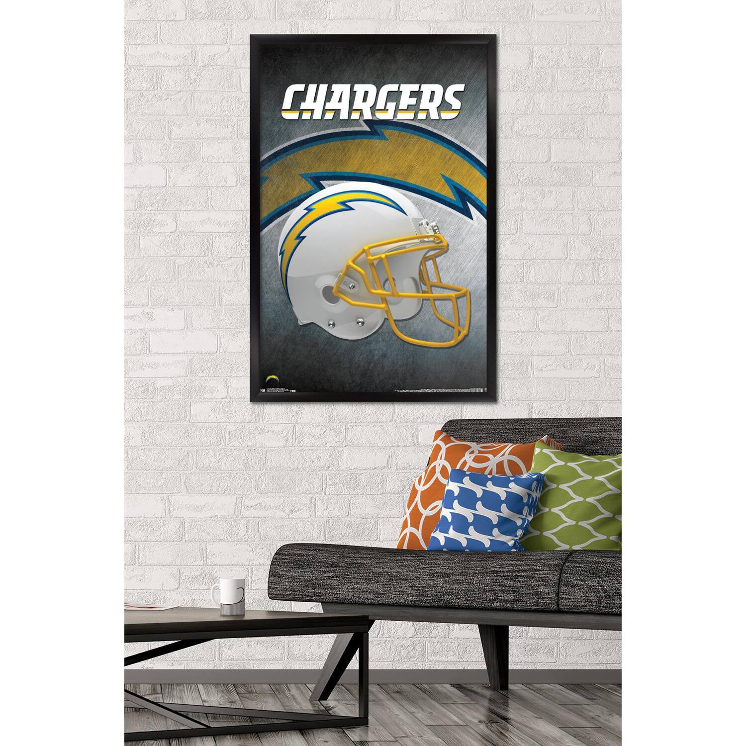 Alt View 1. Trends International - Los Angeles Chargers 24.25'' x 35.75'' Framed Team Helmet Poster - Multicolor.