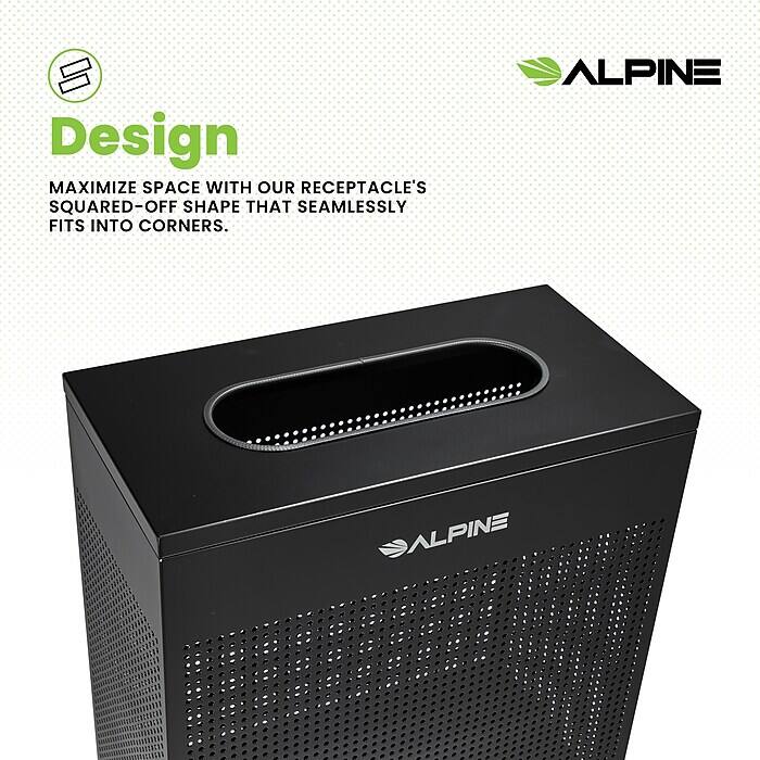 Design
MAXIMIZE SPACE WITH OUR RECEPTACLE'S SQUARED-OFF SHAPE THAT SEAMLESSLY FITS INTO CORNERS.
ALPINE
ALPINE
