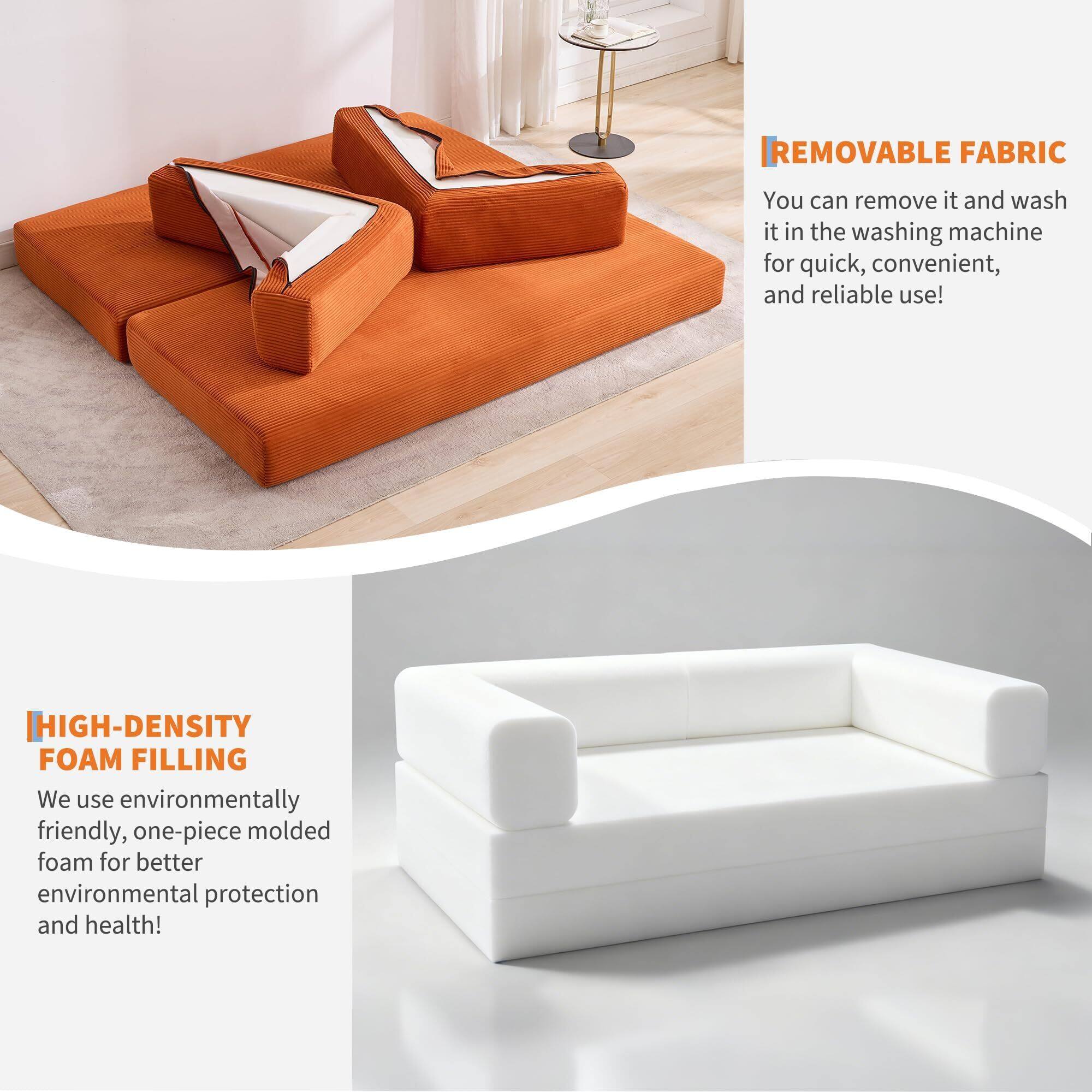 **REMOVABLE FABRIC**  
You can remove it and wash it in the washing machine for quick, convenient, and reliable use!

**HIGH-DENSITY FOAM FILLING**  
We use environmentally friendly, one-piece molded foam for better environmental protection and health!