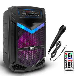 Pyle - 10’’ Bluetooth MP3/USB/FM Radio (600 Watt) Portable PA Speaker w/ Flashing Party Lights