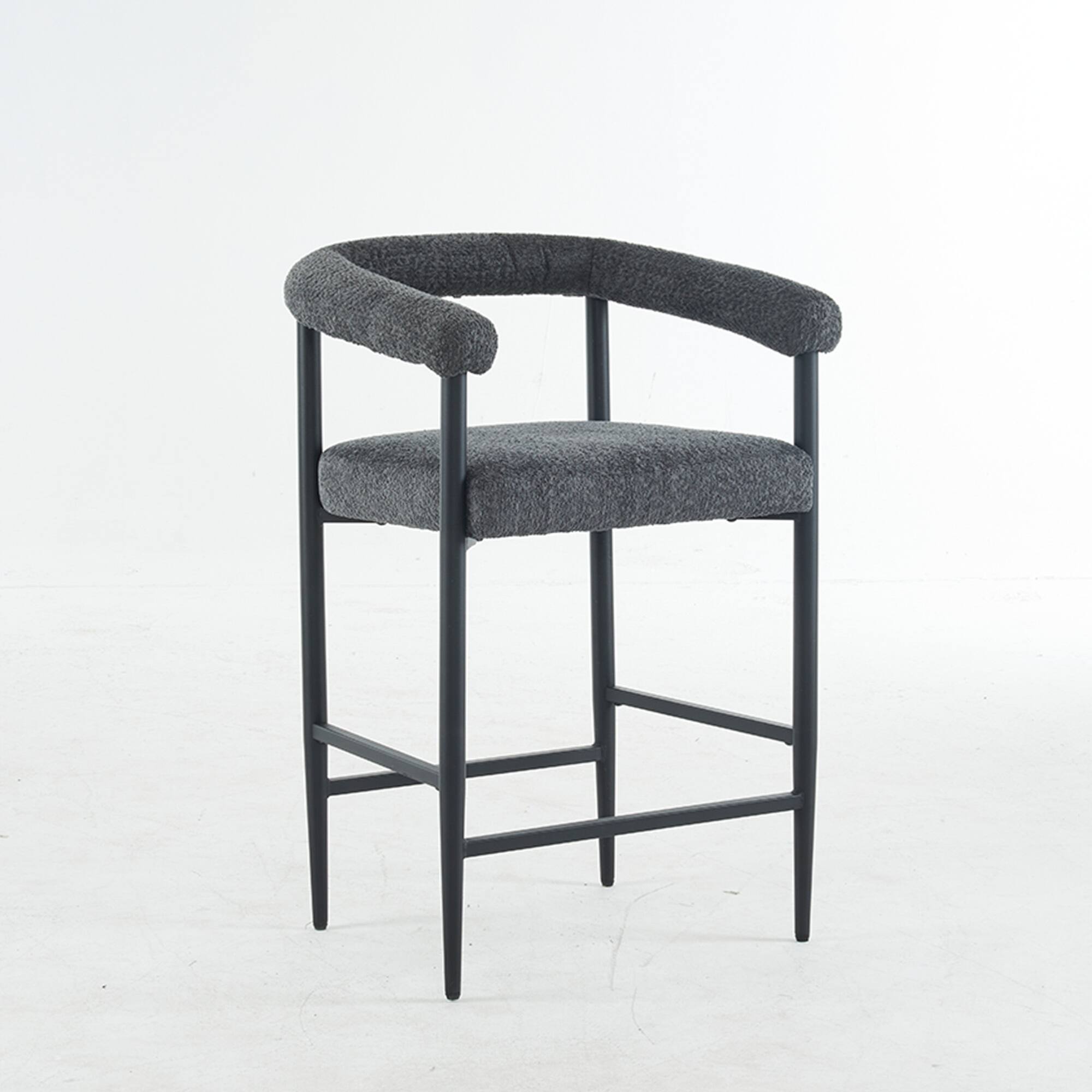 Alt View 7. GOODSILO - Modern Upholstered Counter Height Bar Stools Set of 2 with Metal Frame and Armrests for Kitchen Island Dining Room Cafe - Dark Gray.