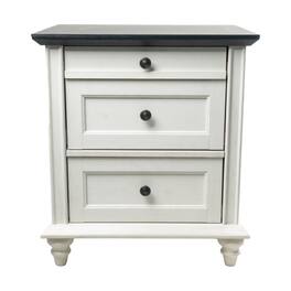 Boyel Living - 3-Drawer Farmhouse Nightstand with Turned Wood Legs - White