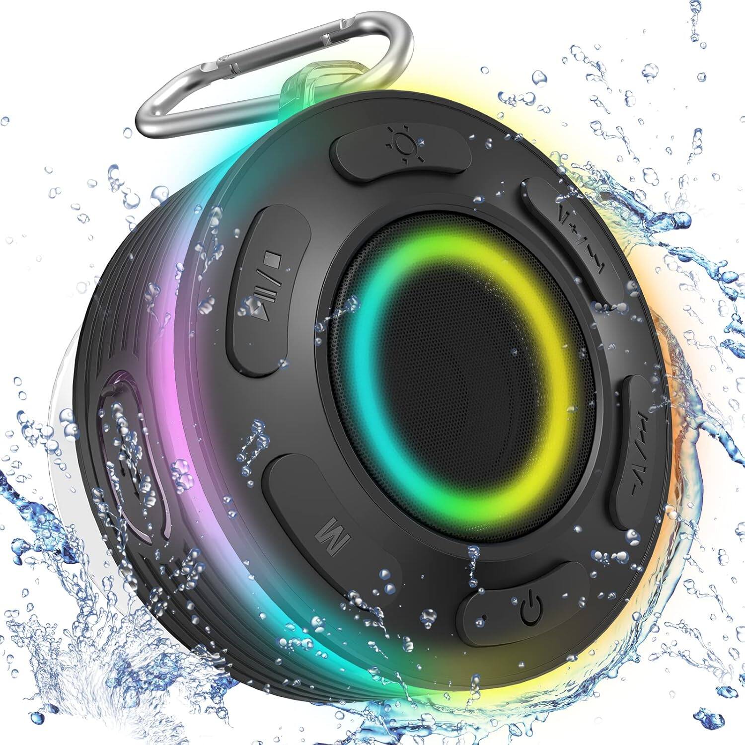Alt View 5. Stamp n Camp - JK&EROSSTARS Portable Shower Speaker Bluetooth | Waterproof Loud Sound Built-in Mic Hands Free with Lights&Suction... - default.