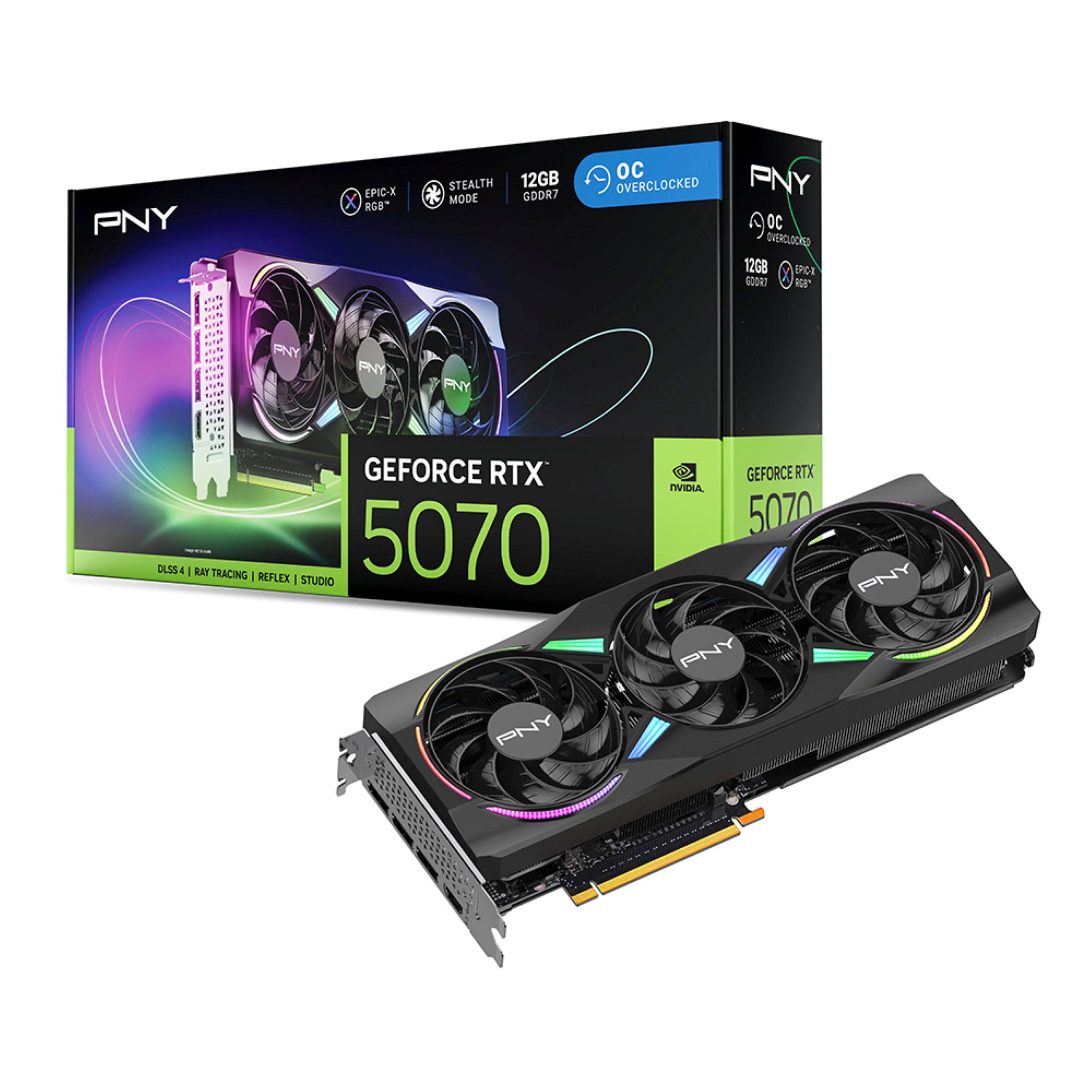 PNY NVIDIA GeForce RTX 5070 Epic X ARGB Overclocked 12GB GDDR7 PCI