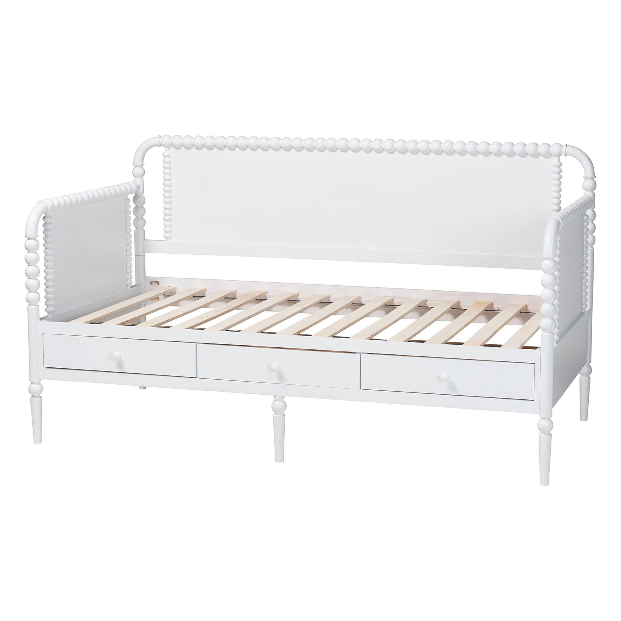 Alt View 1. Baxton Studio - Lucera 3-Drawer Daybed with Bobbin Frame, Full - White.