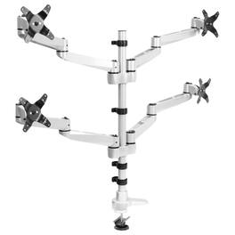 Mount-It! - Quad Monitor Desk Mount for Up to 27″ Screens – Articulating Full Motion Arms for Multi-Display Setup - Silver