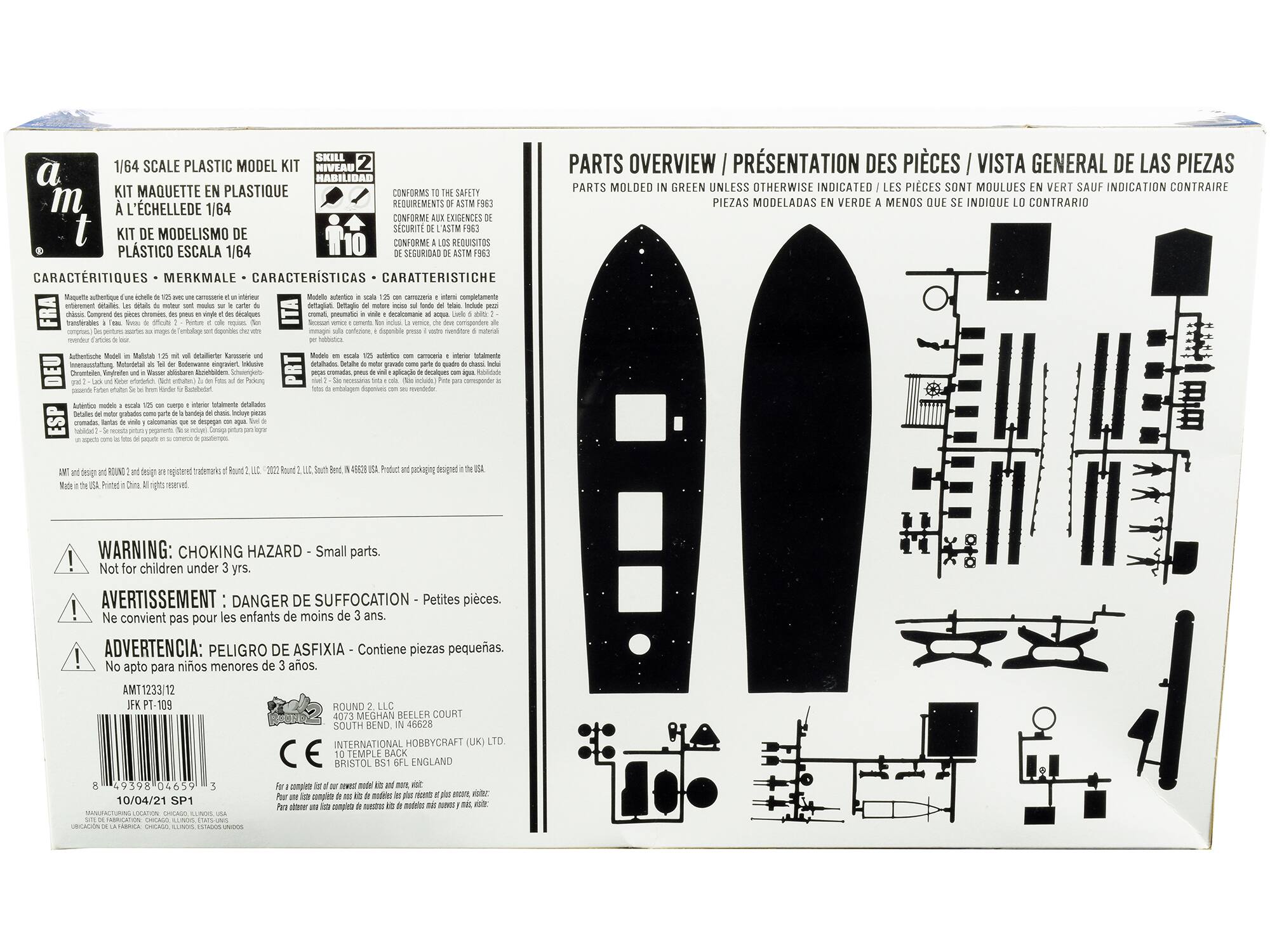 1/64 SCALE PLASTIC MODEL KIT  
NIVEAU 2 HABILIDAD  
KIT MAQUETTE EN PLASTIQUE  
CONFORMS SAFETY m L'CHELLEDE 1/64  
REOUREMENTS CONFORME EXIGINCES SECURITE ASTM  
KIT DE MODELISMO DE CONFORME REDUISITOS  
PLSTICO ESCALA 1/64  
SECURIDAD  
CARACTERITIQUES  
MERKMALE  
CARACTERSTICAS  
CARATTERISTICHE  

PARTS OVERVIEW / PRÉSENTATION DES PIÈCES / VISTA GENERAL DE LAS PIEZAS  
PARTS MOULED IN GREEN UNLESS OTHERWISE INDICATED / LES PIÈCES SONT MOULEES EN VERT SAUF INDICATION CONTRAIRE  
PIEZAS MODELADAS EN VERDE A MENOS QUE SE INDIQUE LO CONTRARIO  

WARNING: CHOKING HAZARD - Small parts.  
Not for children under 3 yrs.  
AVERTISSEMENT: DANGER DE SUFFOCATION - Ne convient pas pour les enfants de moins de 3 ans.  
ADVERTENCIA: PELIGRO DE AS