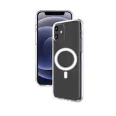 Front. Qixxronics - Magnetic Phone Cover for iPhone 12 Pro / iPhone 12, Shockproof Magnetic Case Compatible with iPhone 12 / 12 Pro - Clear.
